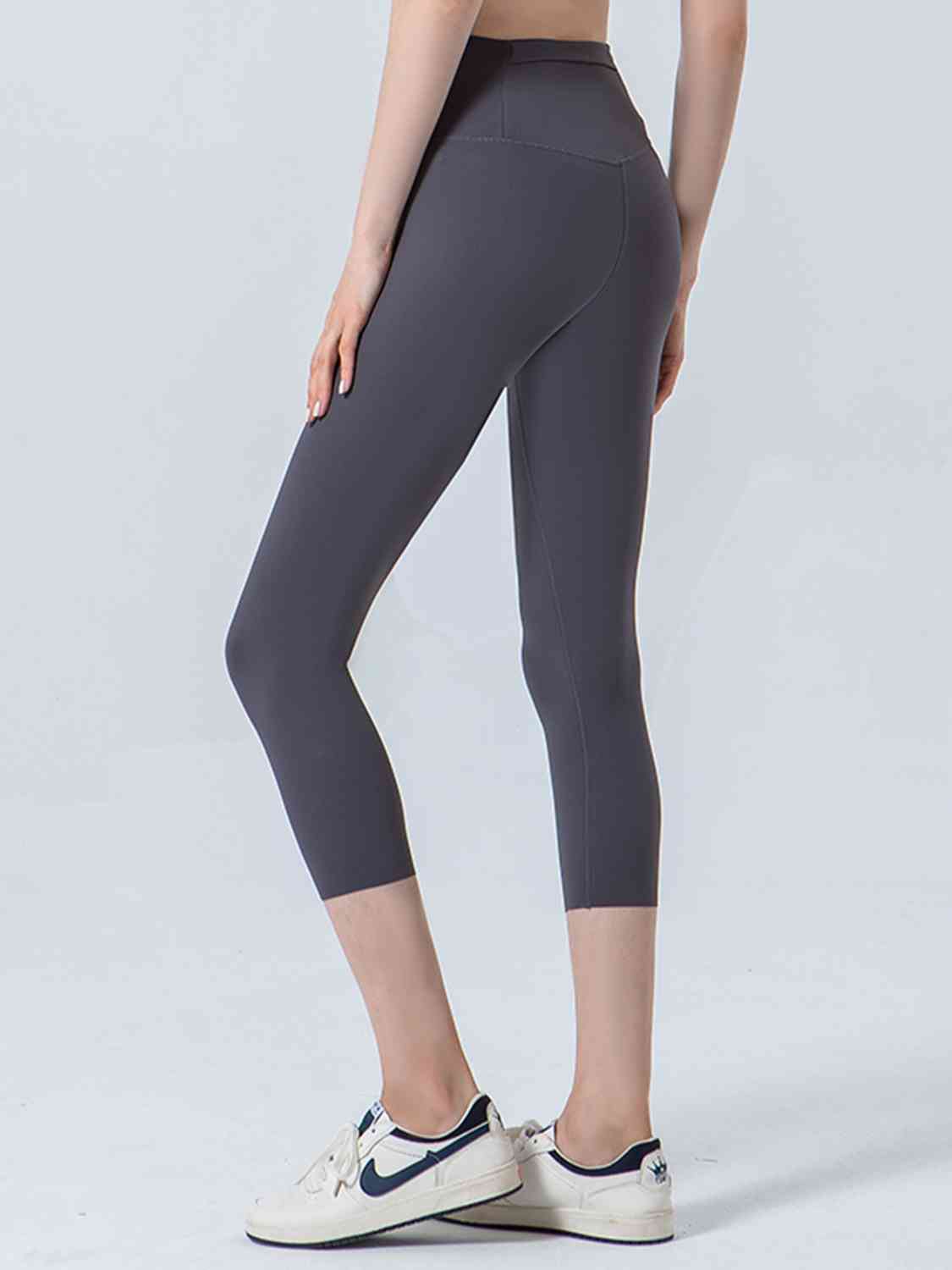 Wide Waistband Cropped Sports Leggings BLUE ZONE PLANET