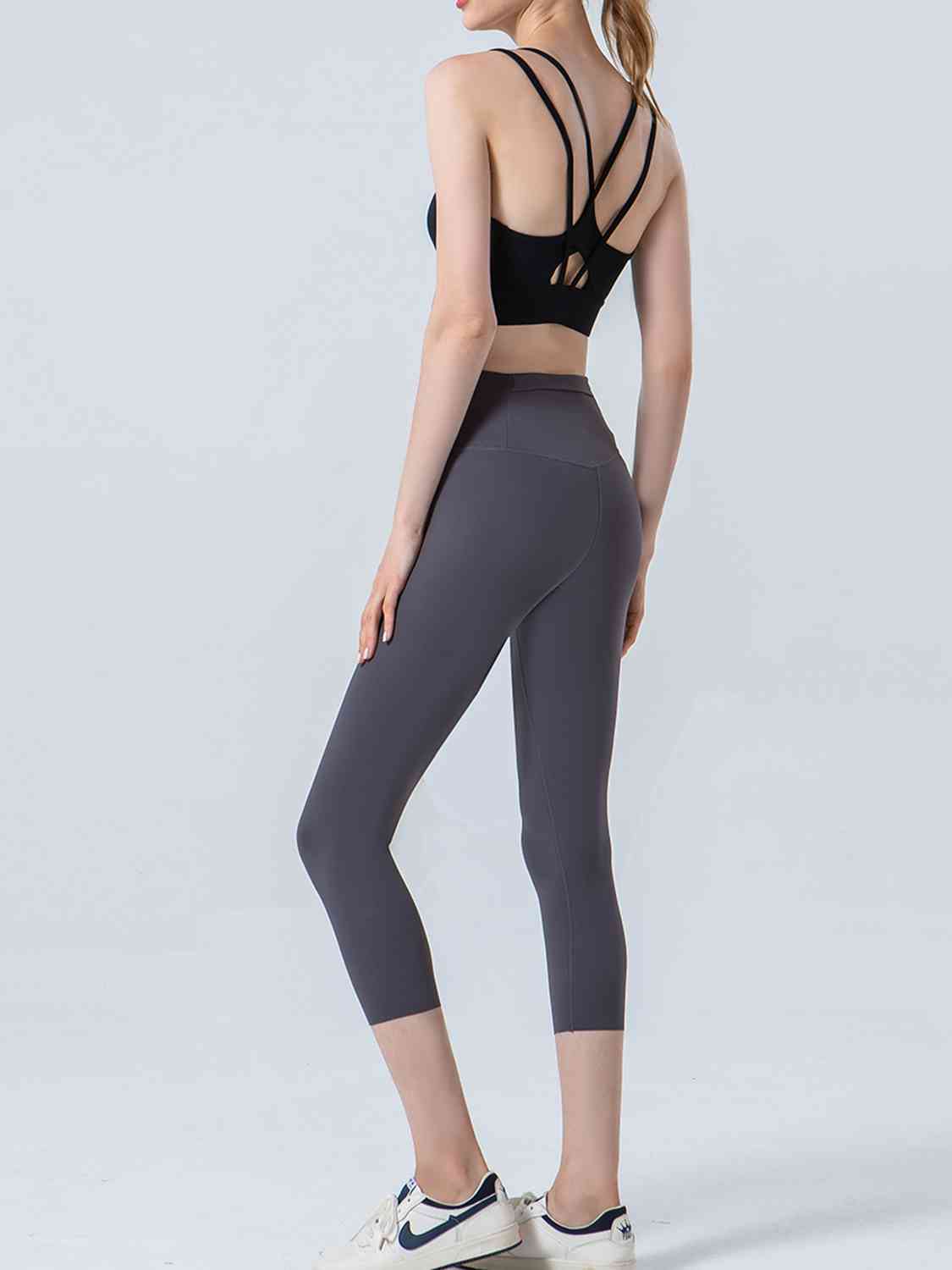 Wide Waistband Cropped Sports Leggings BLUE ZONE PLANET