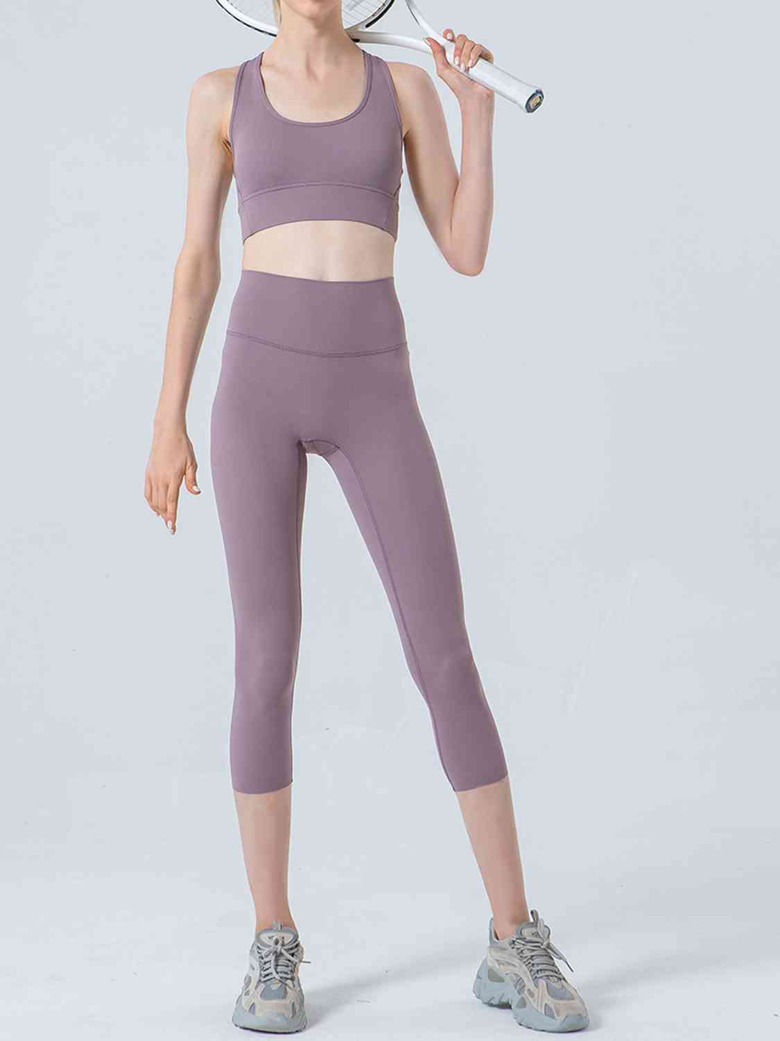 Wide Waistband Cropped Sports Leggings BLUE ZONE PLANET