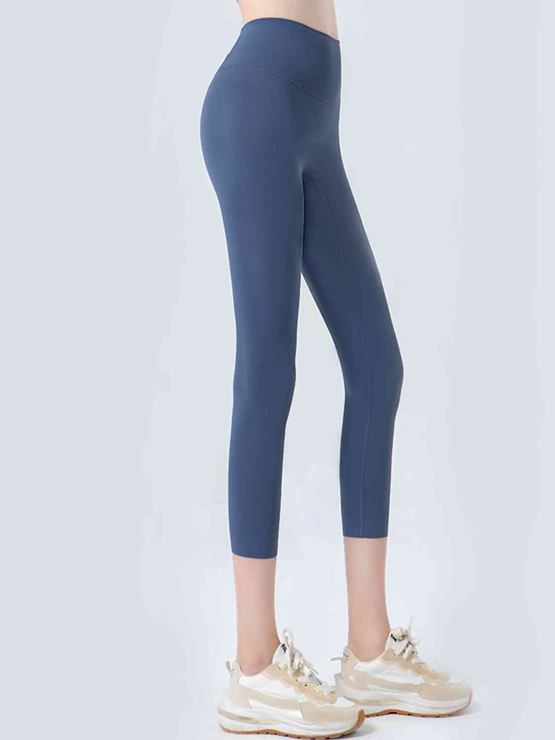 Wide Waistband Cropped Sports Leggings BLUE ZONE PLANET