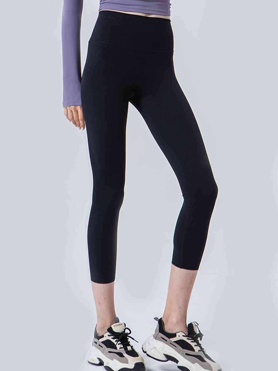 Wide Waistband Cropped Sports Leggings BLUE ZONE PLANET