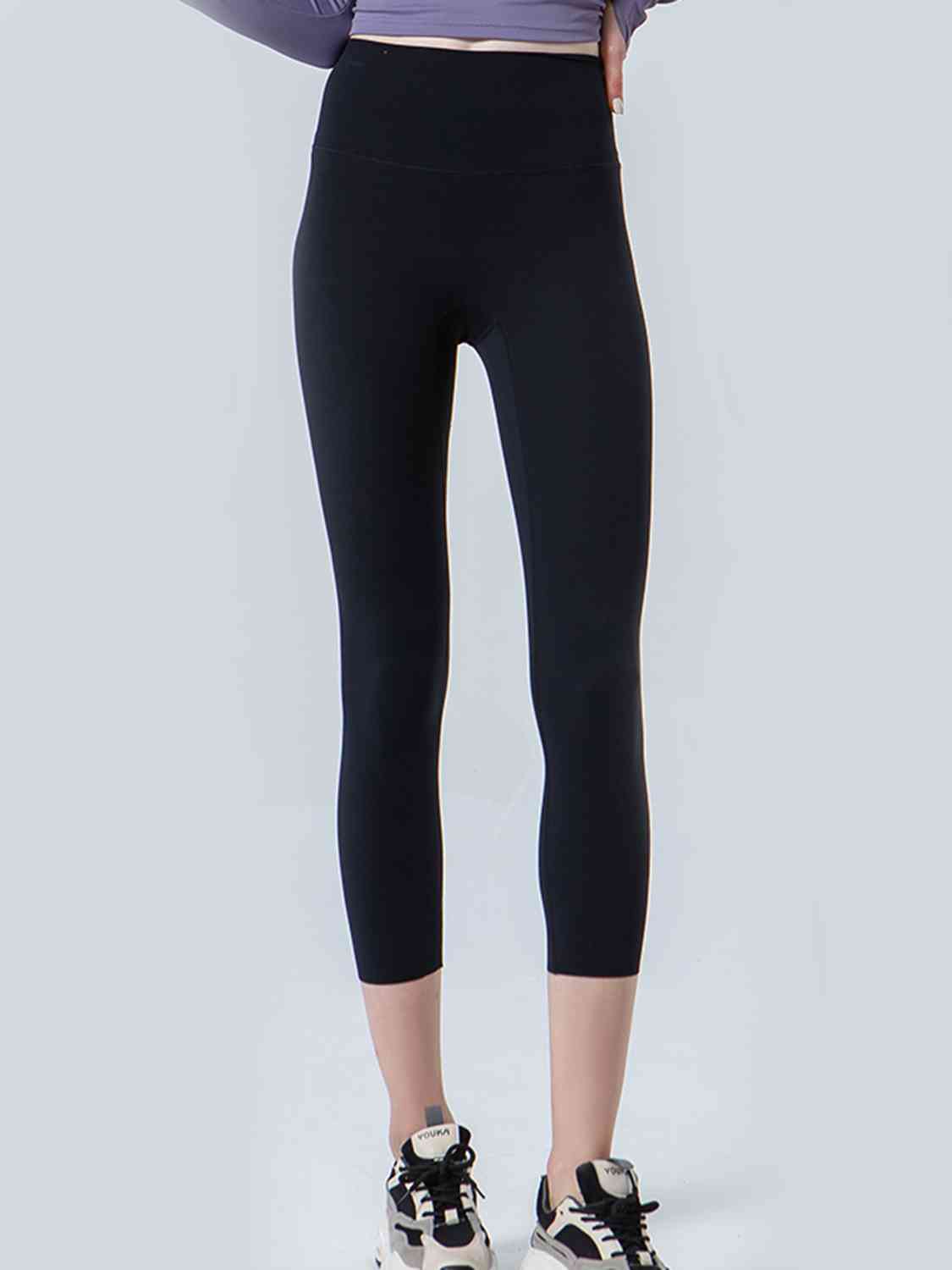 Wide Waistband Cropped Sports Leggings BLUE ZONE PLANET