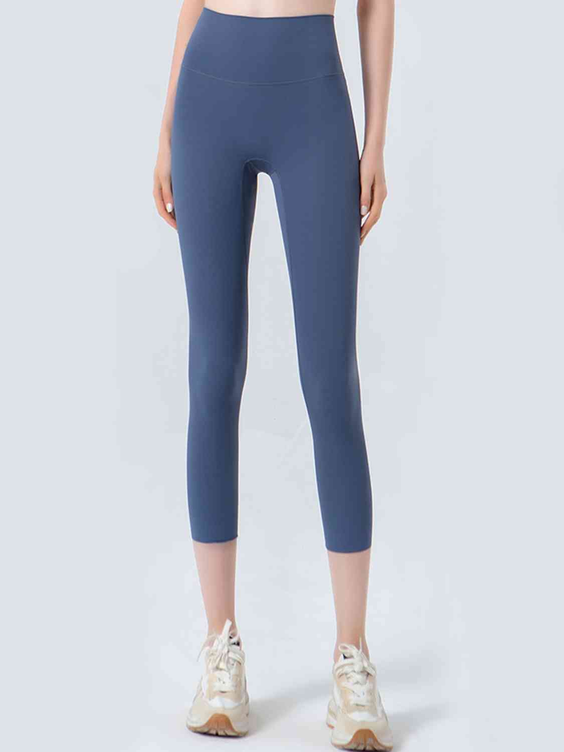 Wide Waistband Cropped Sports Leggings BLUE ZONE PLANET