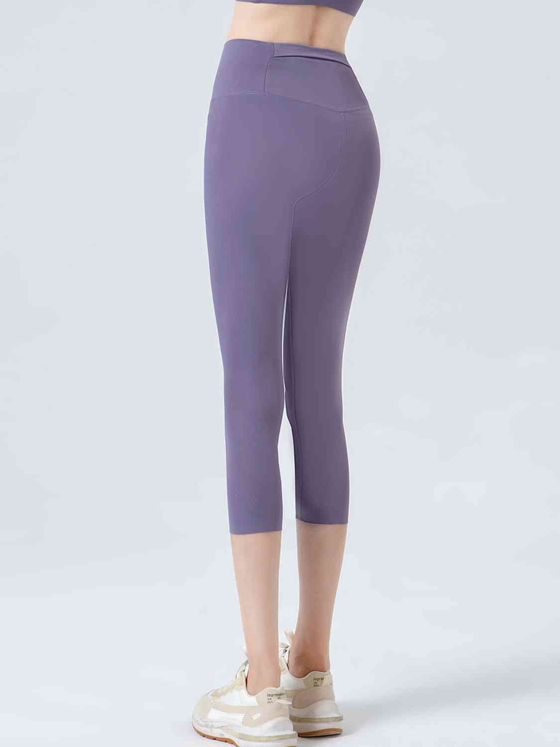 Wide Waistband Cropped Sports Leggings BLUE ZONE PLANET