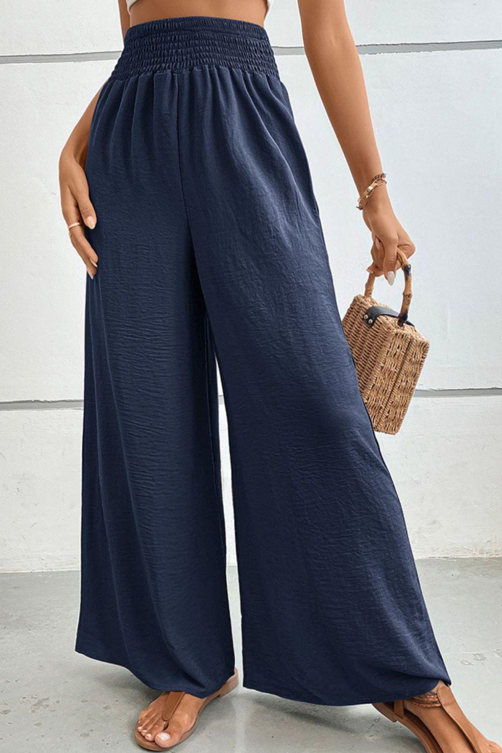 Wide Waistband Relax Fit Long Pants BLUE ZONE PLANET