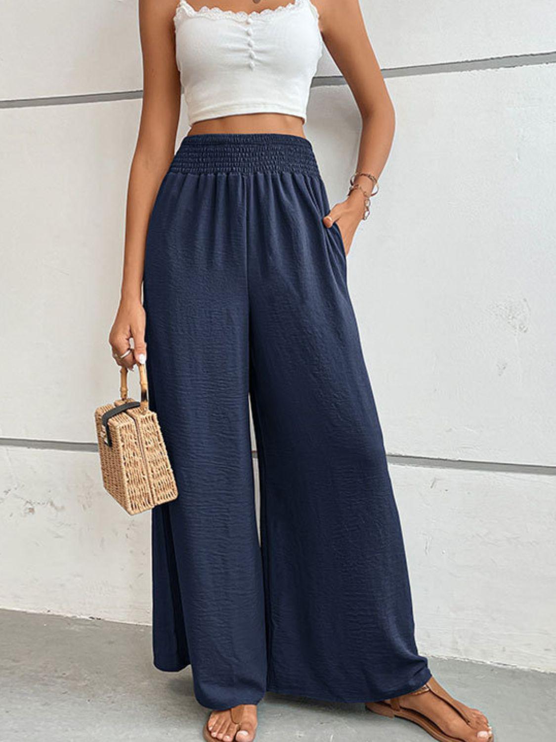 Wide Waistband Relax Fit Long Pants BLUE ZONE PLANET