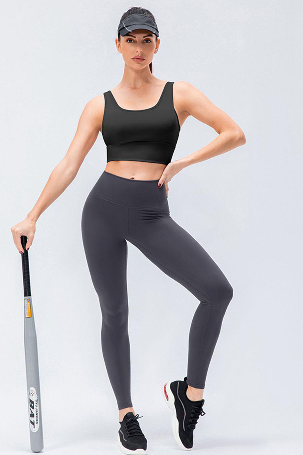 Wide Waistband Slim Fit Active Leggings BLUE ZONE PLANET