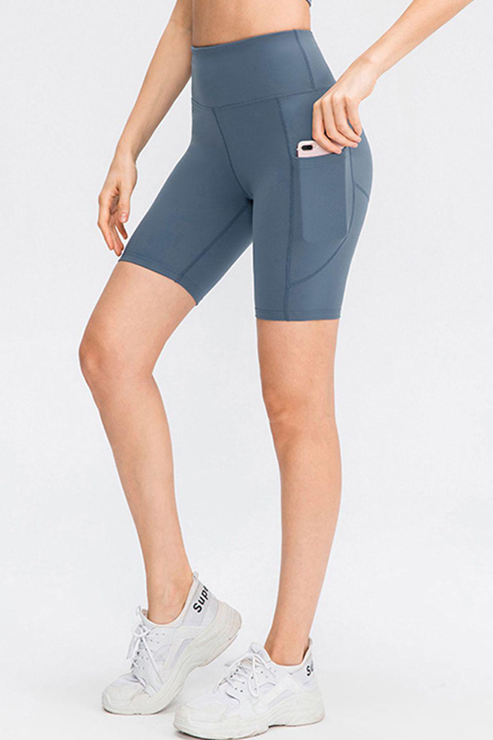 Wide Waistband Sports Shorts with Pockets BLUE ZONE PLANET