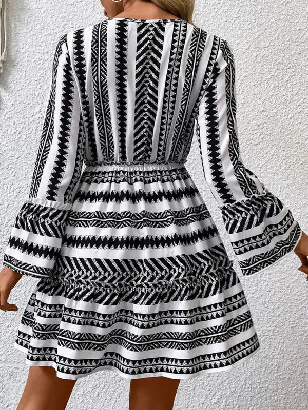 Women's fashion long-sleeved printed dresses kakaclo