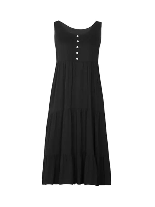 Women's new black suspender mid-length dress kakaclo