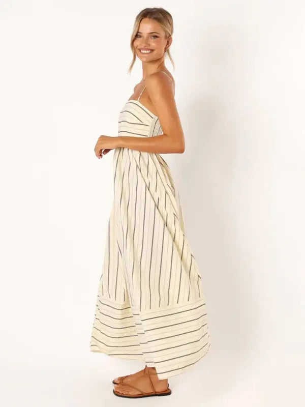 Women's new striped sleeveless strapless backless casual dress kakaclo