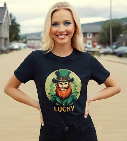 St Patrick's Lucky Leprechaun Cotton Tee-TOPS / DRESSES-[Adult]-[Female]-black-xs-2022 Online Blue Zone Planet