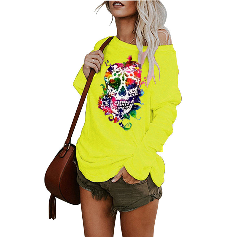 New personality skull long-sleeved top BLUE ZONE PLANET