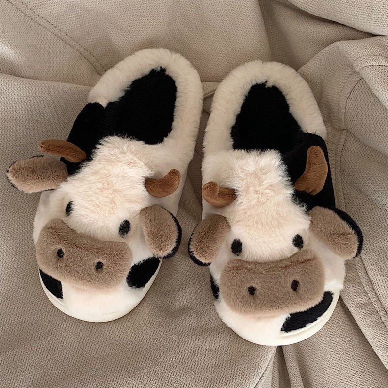 Blue Zone Planet | Cute cow toe cotton slippers for girls to keep warm at home-SHOES-[Adult]-[Female]-White-36/37-2022 Online Blue Zone Planet