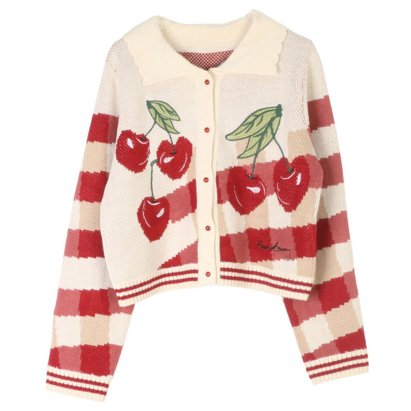 Tina's Embroidered Cherry Crush Cardigan-TOPS / DRESSES-[Adult]-[Female]-Cracker khaki-S-2022 Online Blue Zone Planet