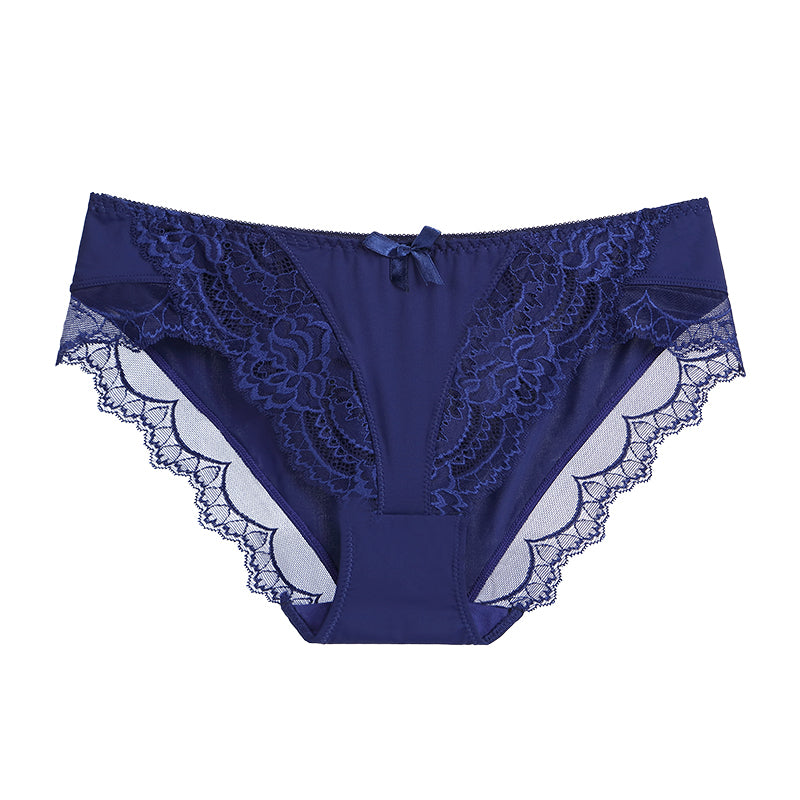 Women's Lace Comfort Breathable Briefs-[Adult]-[Female]-Purplish blue navy-S-2022 Online Blue Zone Planet