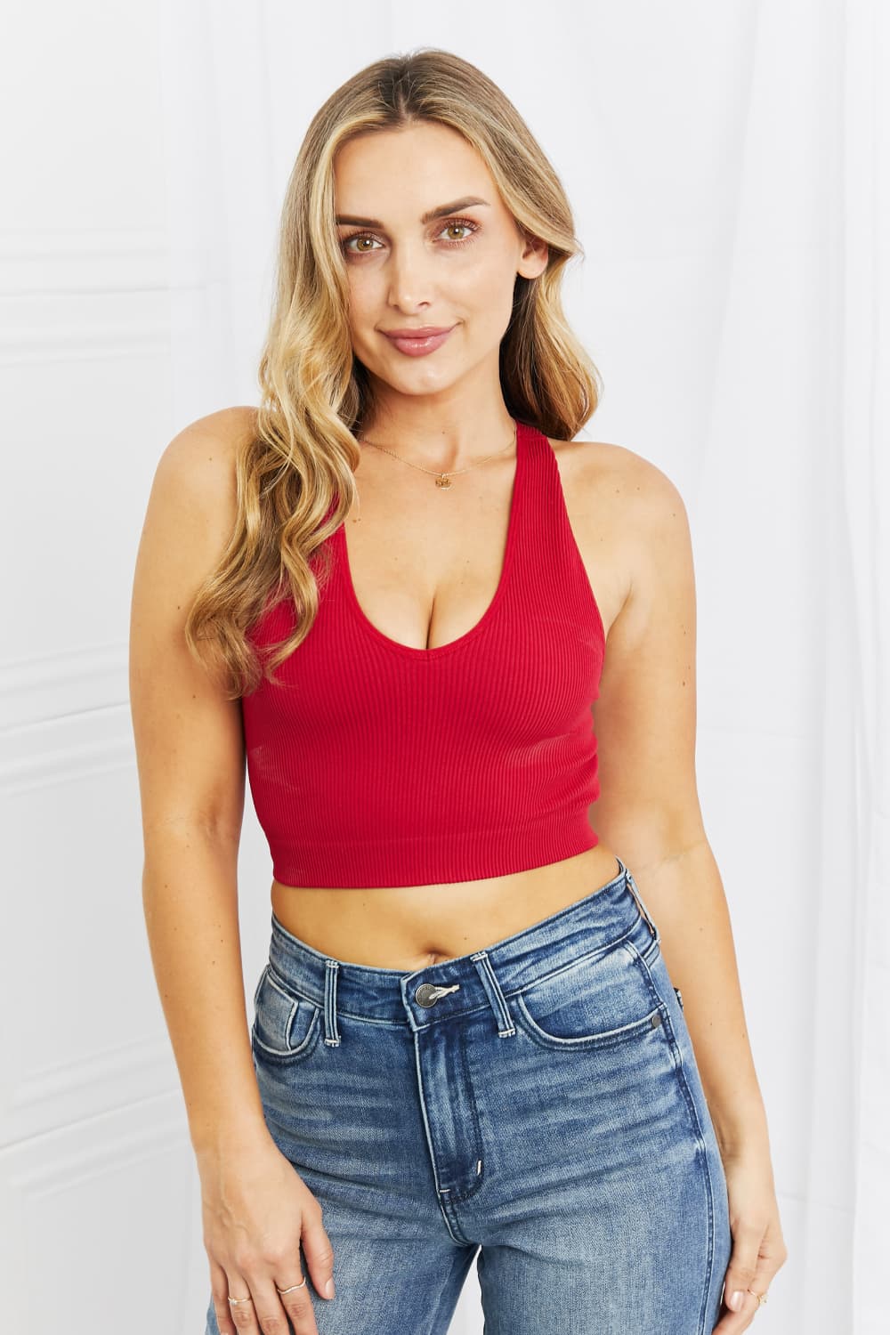 Zenana Adore Me Full Size Racerback Crop Top BLUE ZONE PLANET