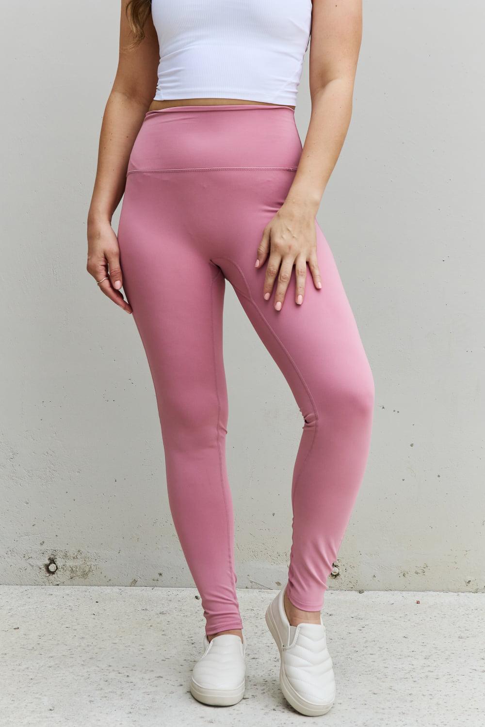 Zenana Fit For You Full Size High Waist Active Leggings in Light Rose BLUE ZONE PLANET