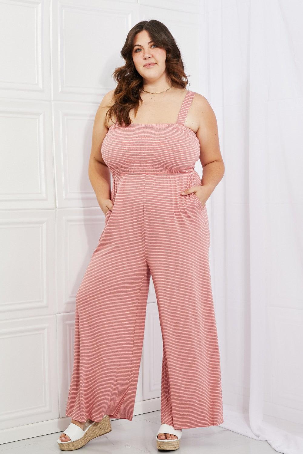 Zenana Only Exception Full Size Striped Jumpsuit BLUE ZONE PLANET