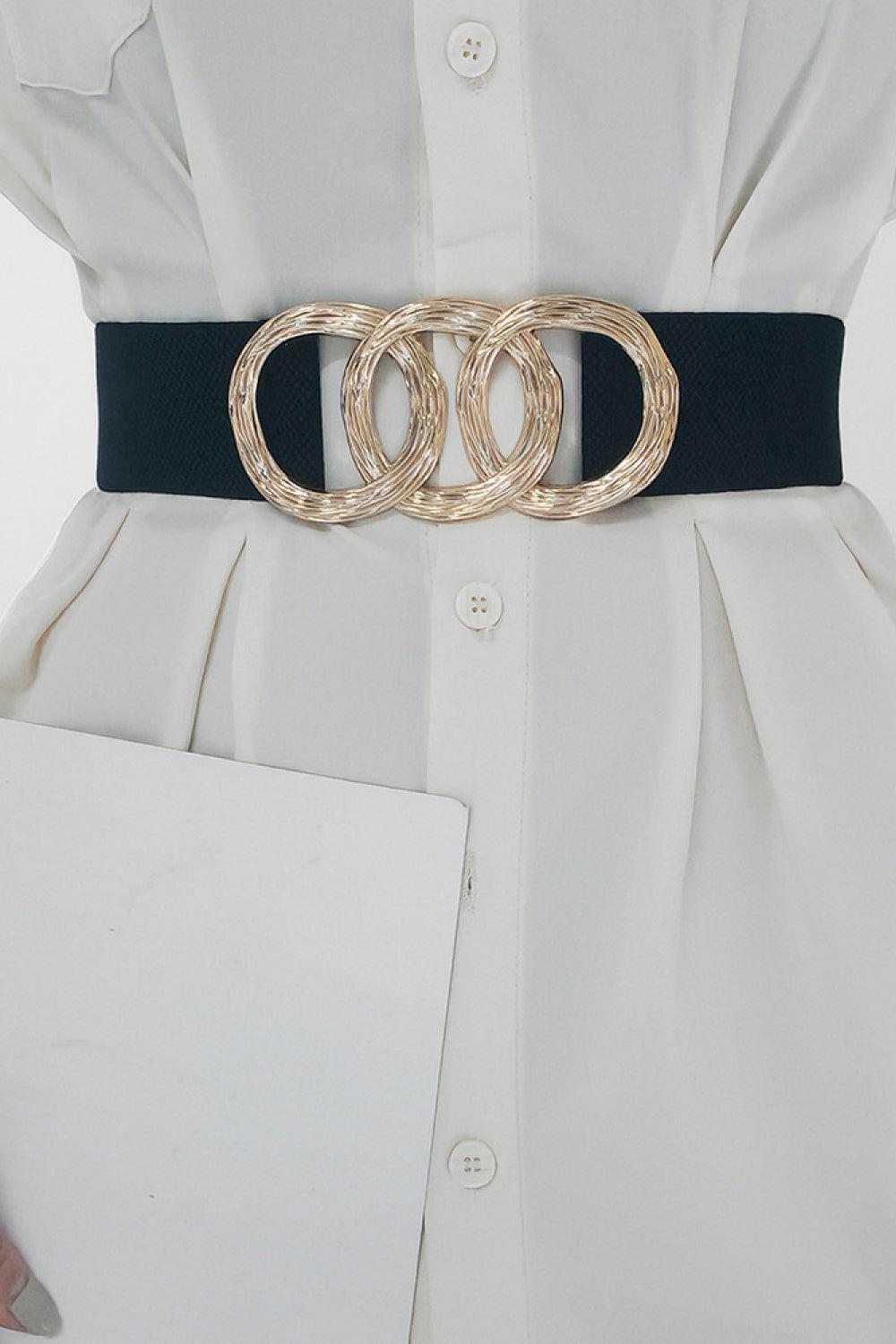 Zinc Alloy Buckle Elastic Wide Belt BLUE ZONE PLANET