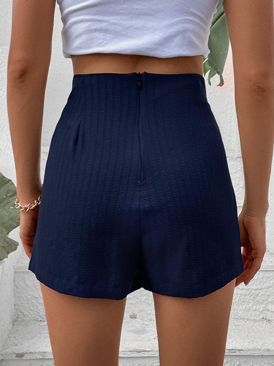 Zip-Back High Waist Shorts BLUE ZONE PLANET