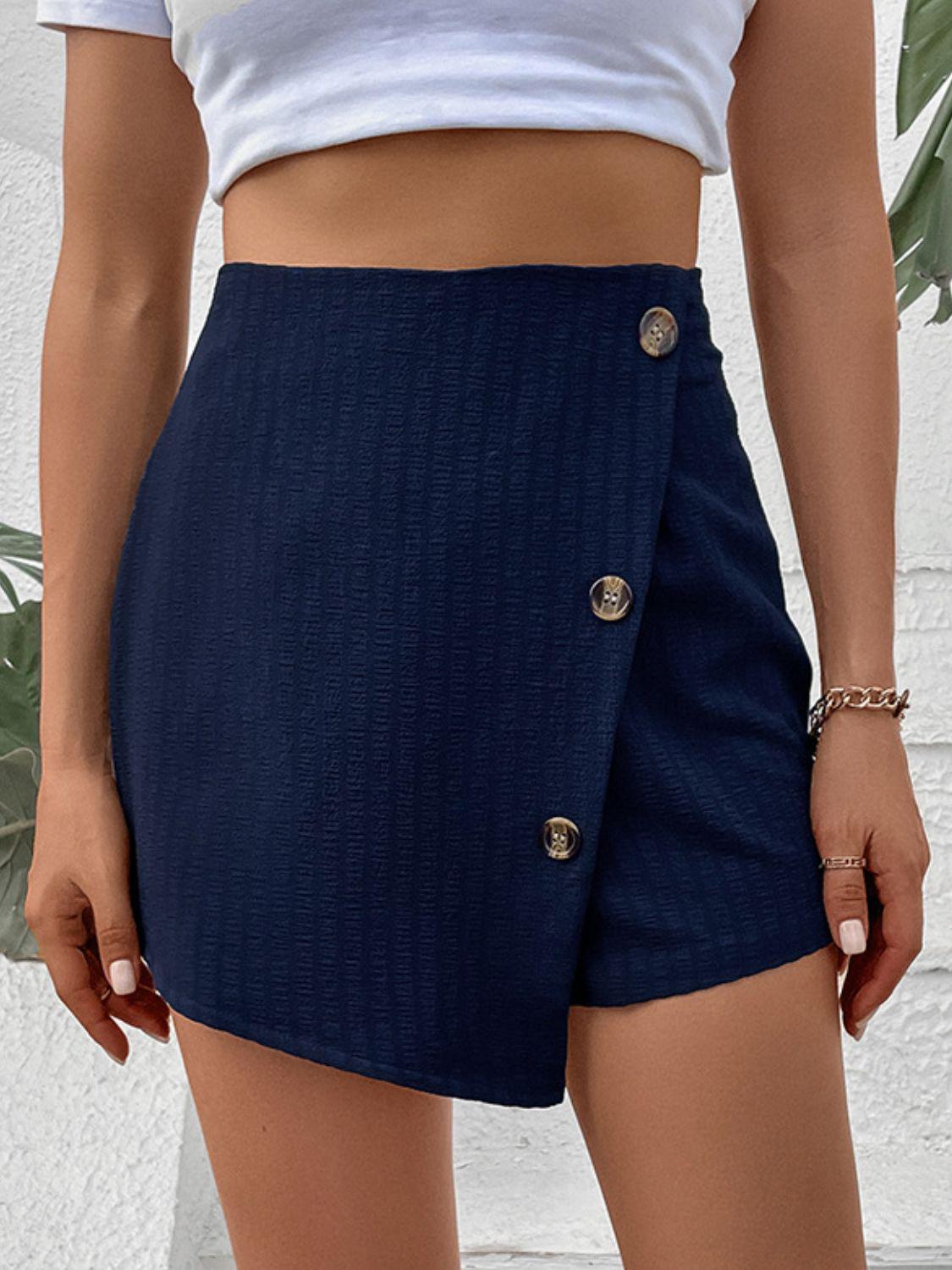 Zip-Back High Waist Shorts BLUE ZONE PLANET