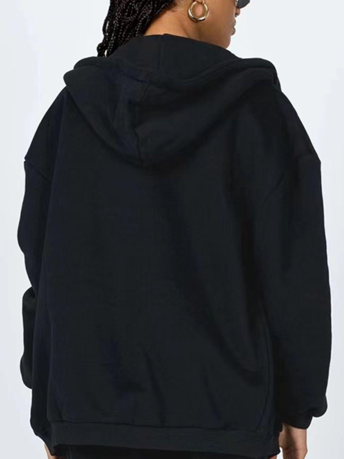 Zip-Up Drawstring Hoodie BLUE ZONE PLANET