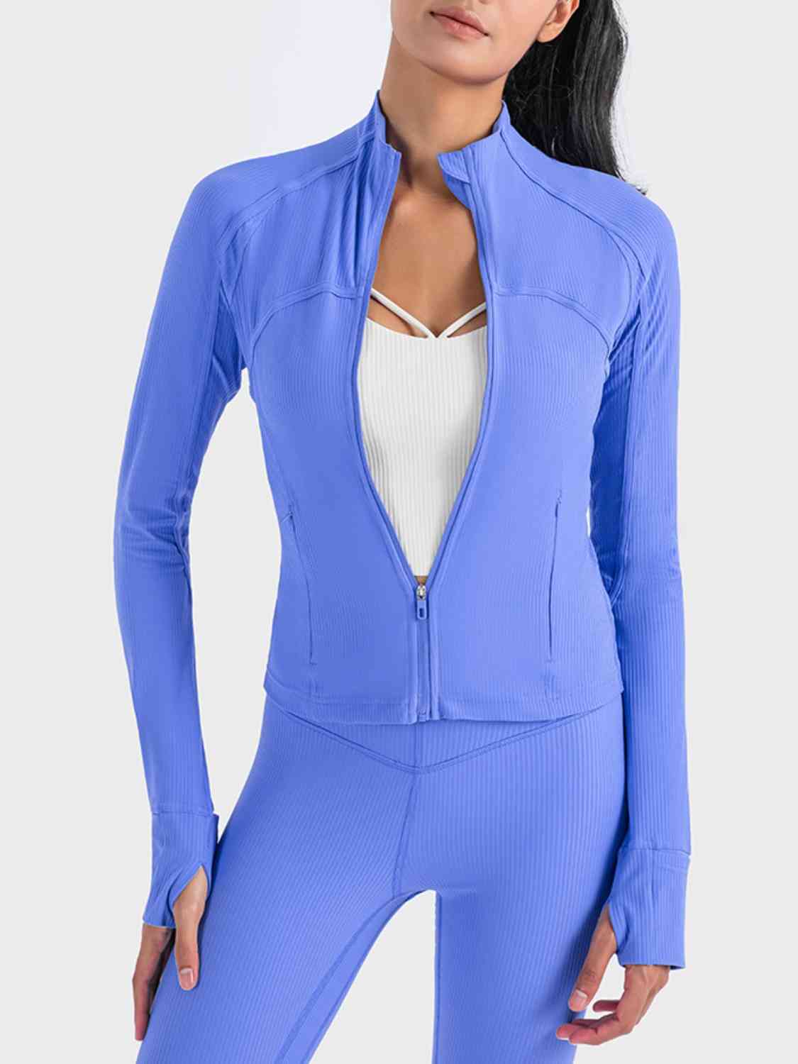 Zip-Up Long Sleeve Sports Jacket BLUE ZONE PLANET