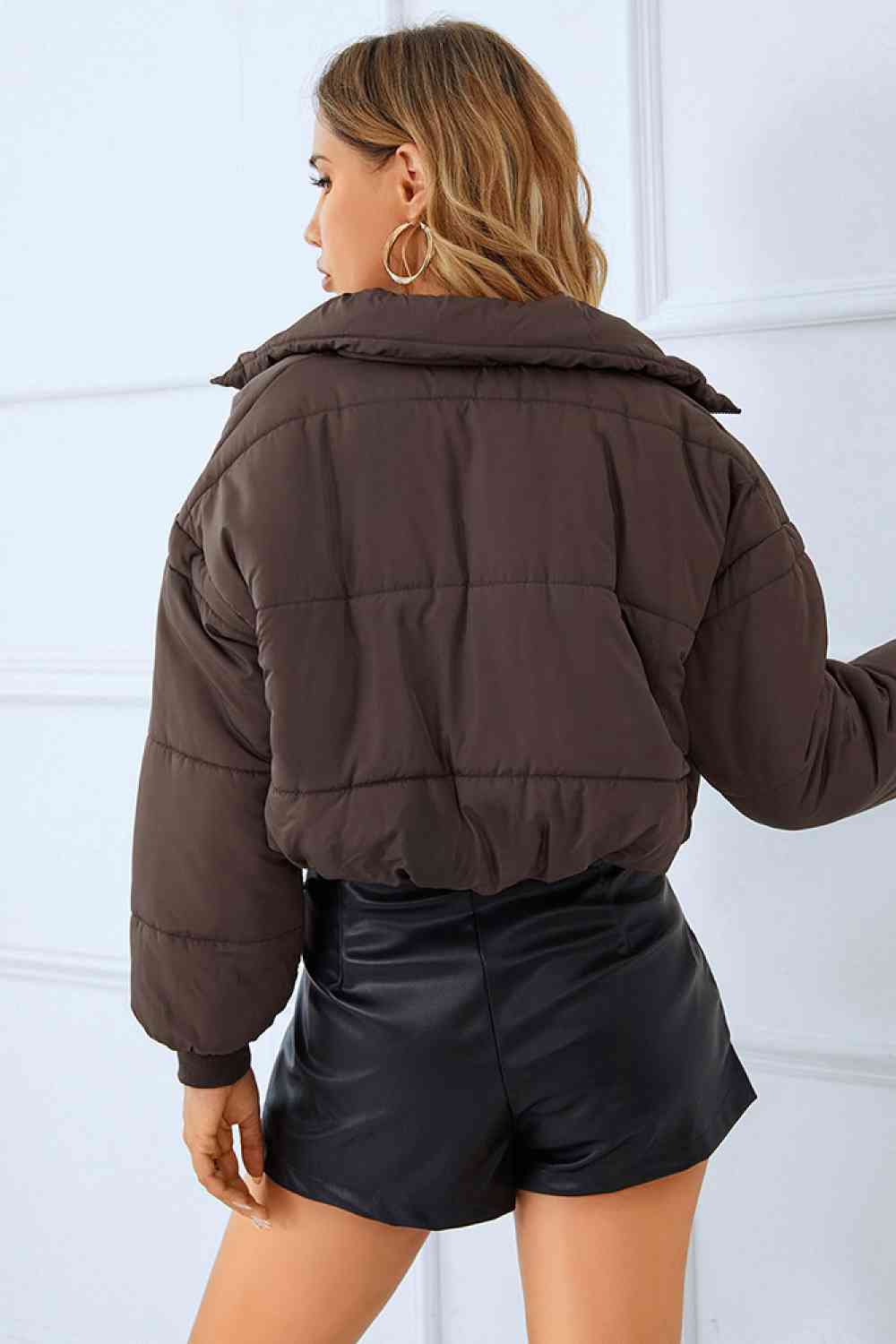 Zip-Up Winter Coat with Pockets BLUE ZONE PLANET