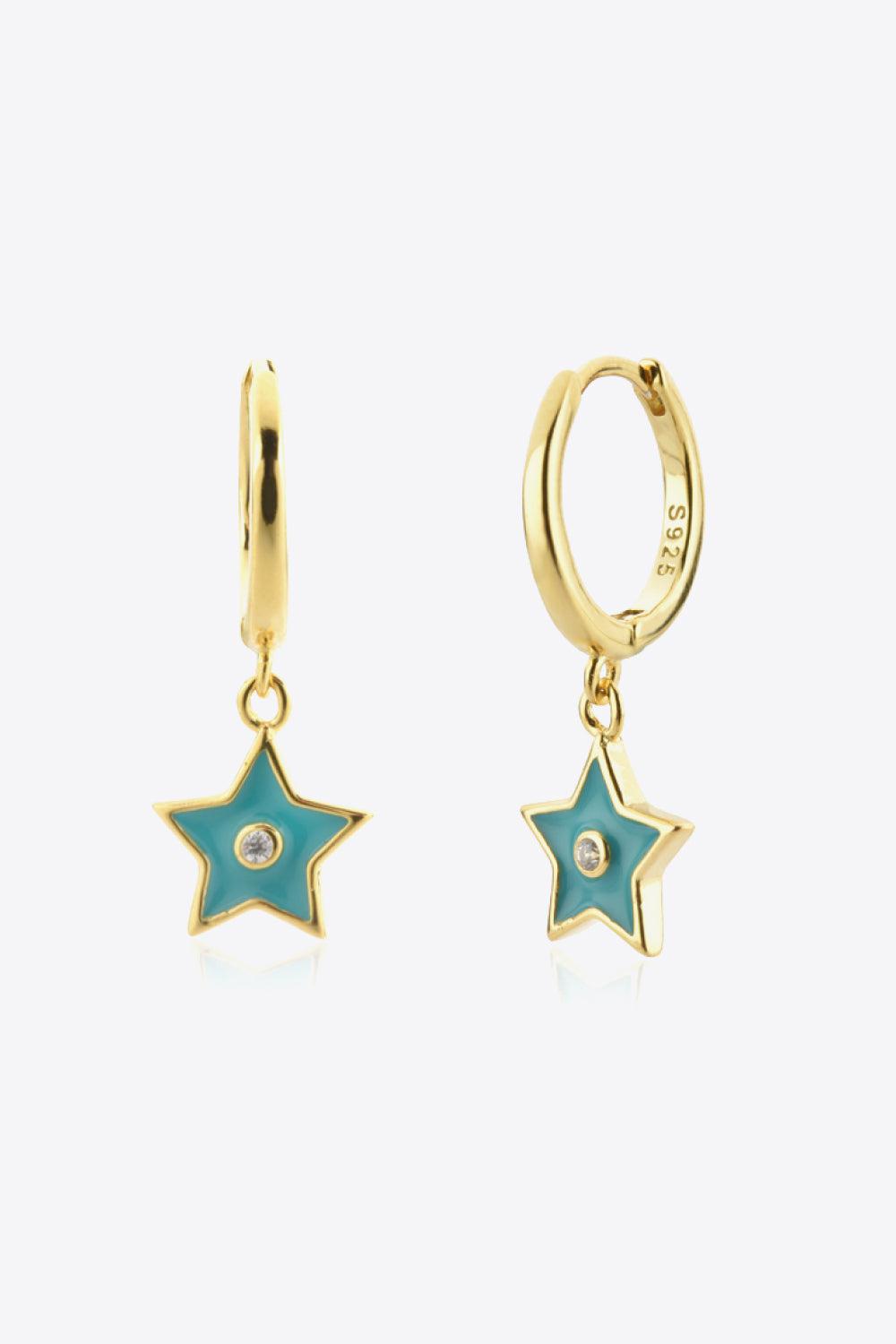 Zircon 925 Sterling Silver Star Drop Earrings BLUE ZONE PLANET