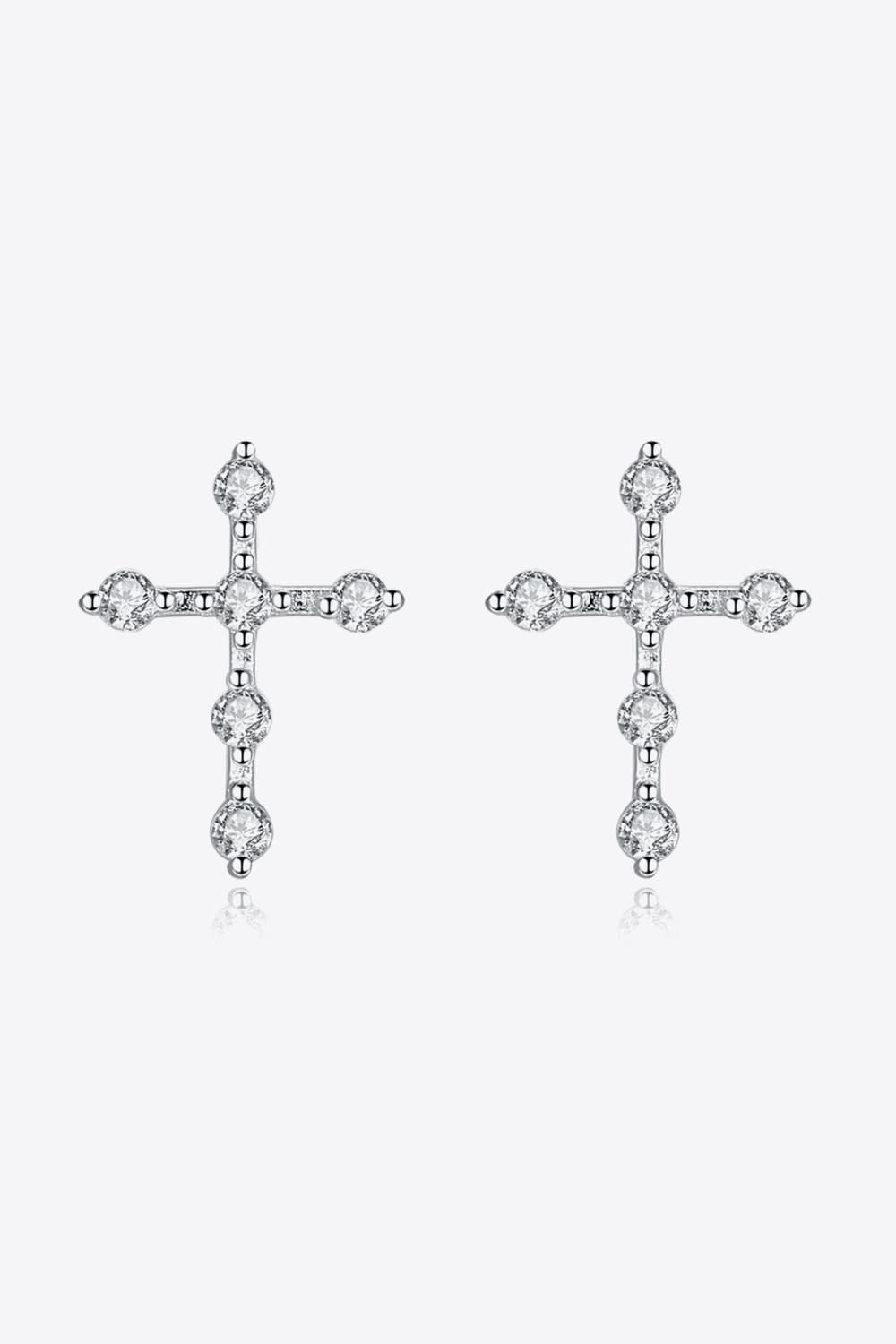 Zircon Cross 925 Sterling Silver Earrings BLUE ZONE PLANET