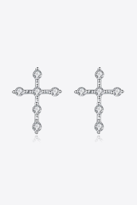 Zircon Cross 925 Sterling Silver Earrings BLUE ZONE PLANET