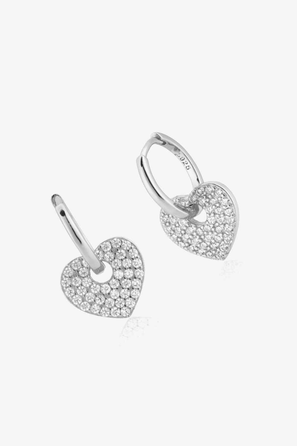 Zircon Heart Drop Huggie Earrings BLUE ZONE PLANET