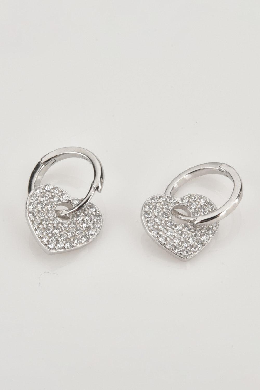 Zircon Heart Drop Huggie Earrings BLUE ZONE PLANET