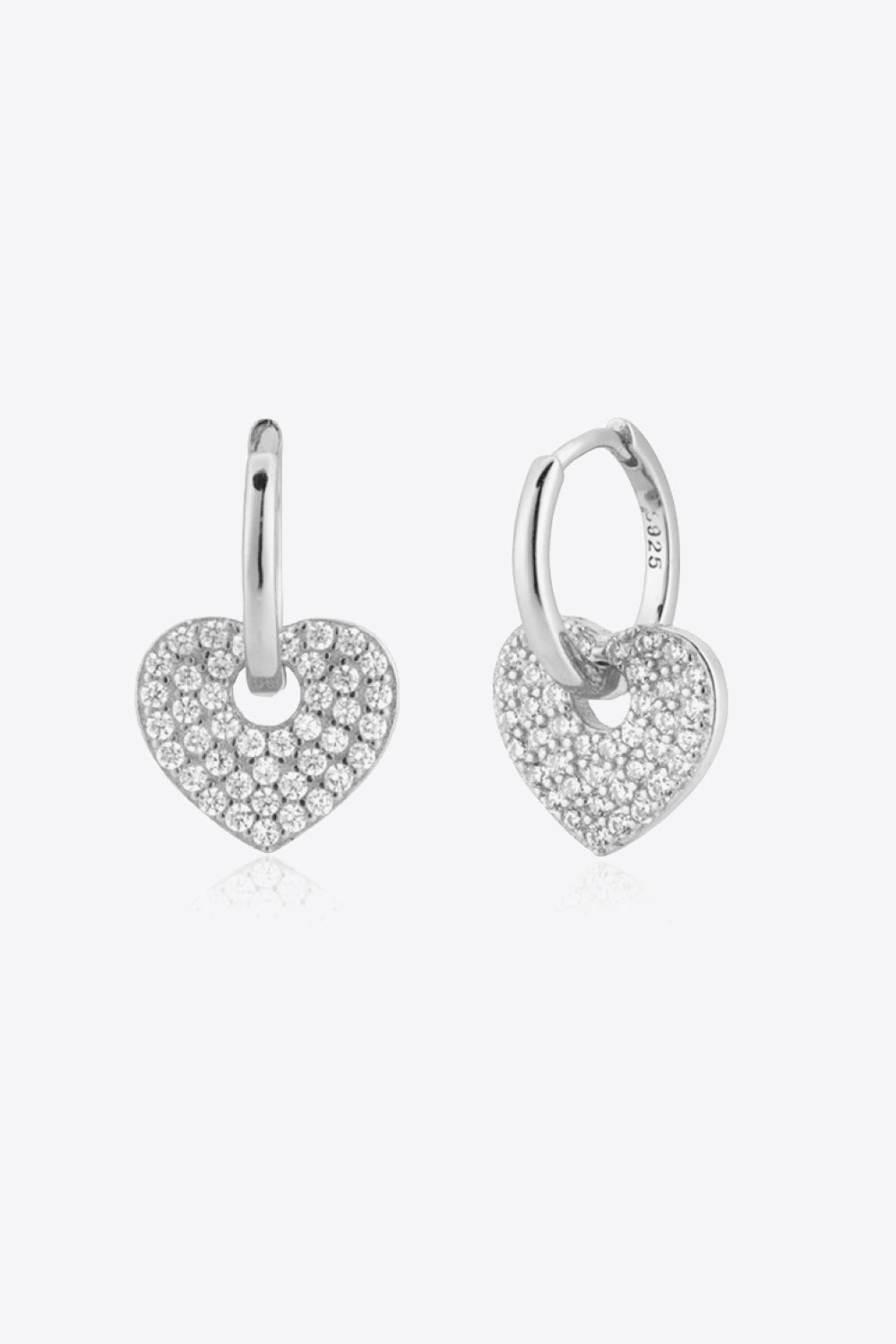 Zircon Heart Drop Huggie Earrings BLUE ZONE PLANET