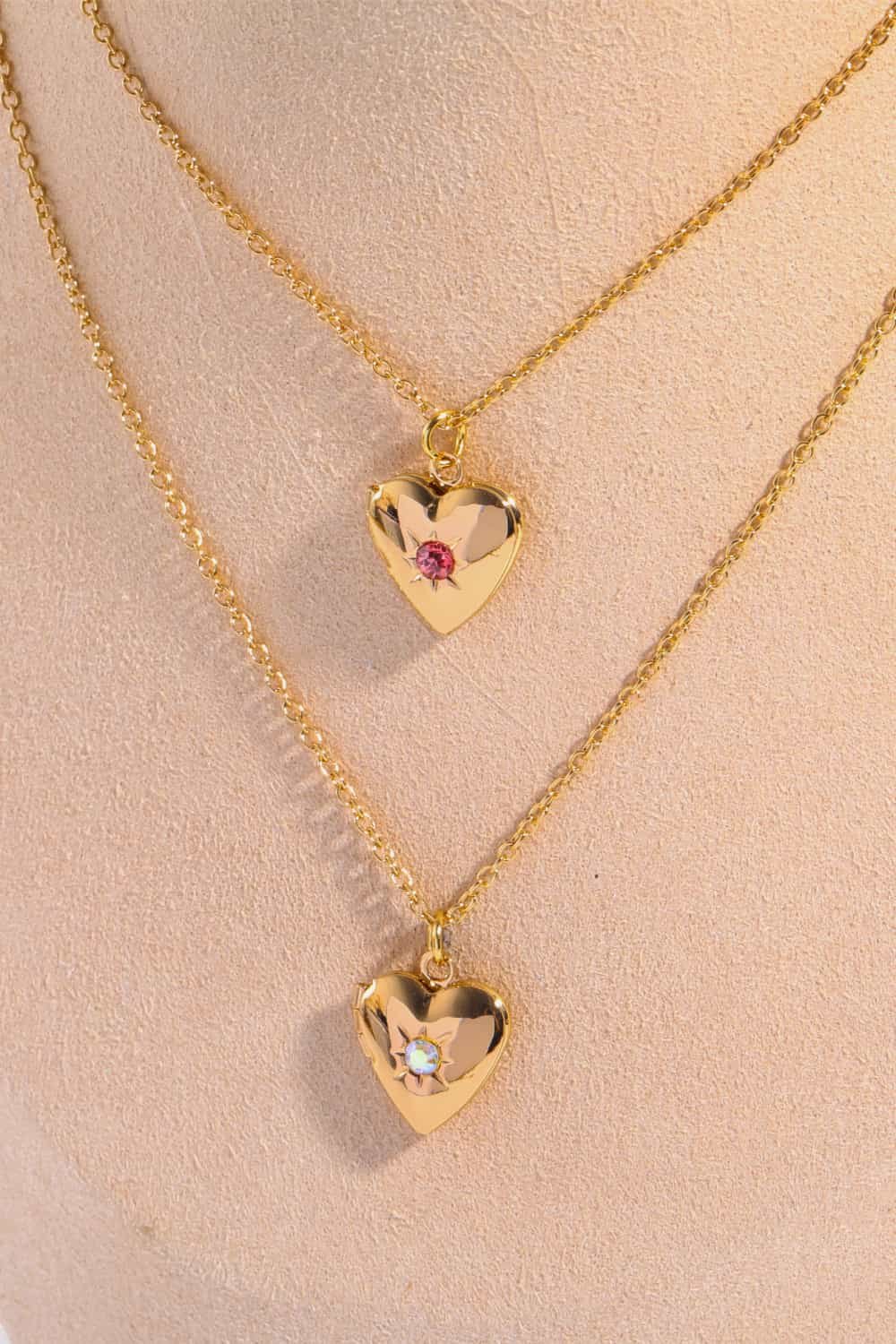 Zircon Heart Shape 14K Gold-Plated Pendant Necklace BLUE ZONE PLANET