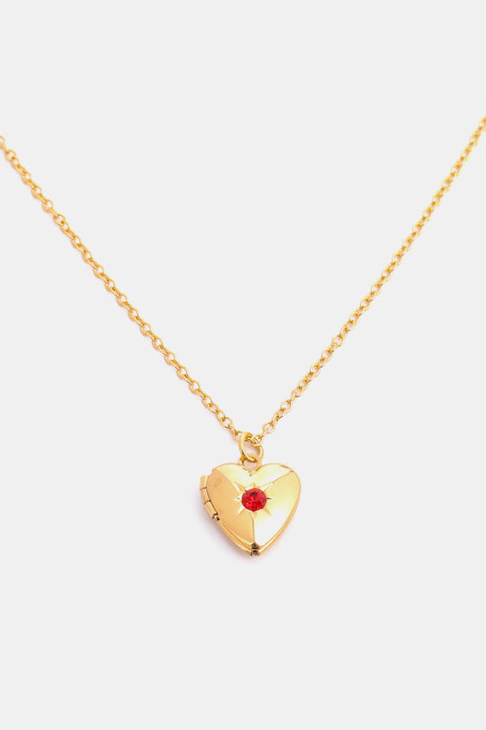 Zircon Heart Shape 14K Gold-Plated Pendant Necklace BLUE ZONE PLANET