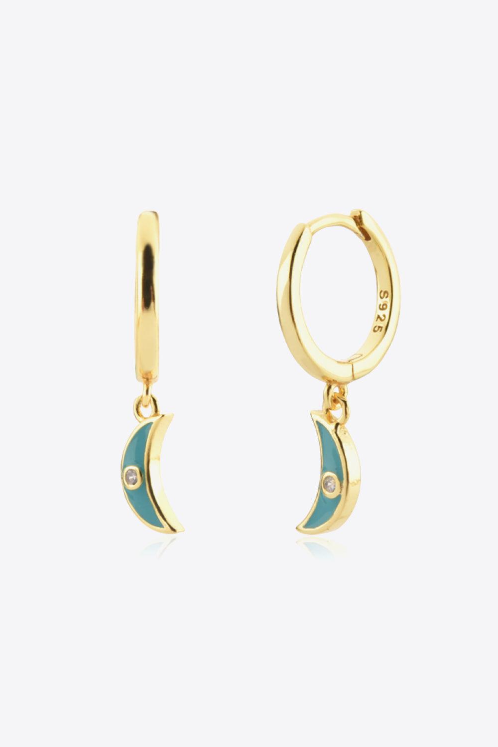 Zircon Moon Drop Huggie Earrings BLUE ZONE PLANET