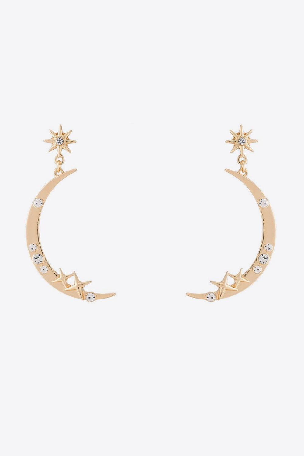 Zircon Star and Moon Alloy Earrings BLUE ZONE PLANET