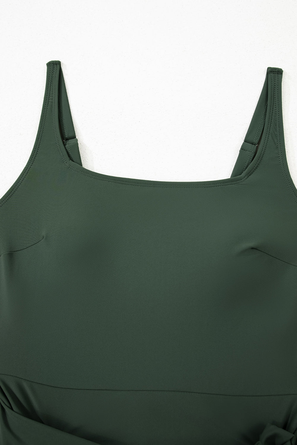Mist Green Side Tied Waist Square Neck Adjustable Straps A-line One Piece Swim Dress-TOPS / DRESSES-[Adult]-[Female]-2022 Online Blue Zone Planet