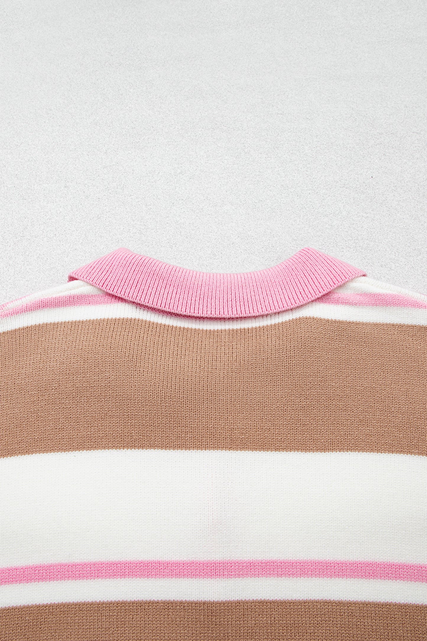 Pink Stripe Striped Colorblock V Neck Long Sleeve Tunic Sweater-Plus Size/Plus Size Sweaters & Cardigans-[Adult]-[Female]-2022 Online Blue Zone Planet