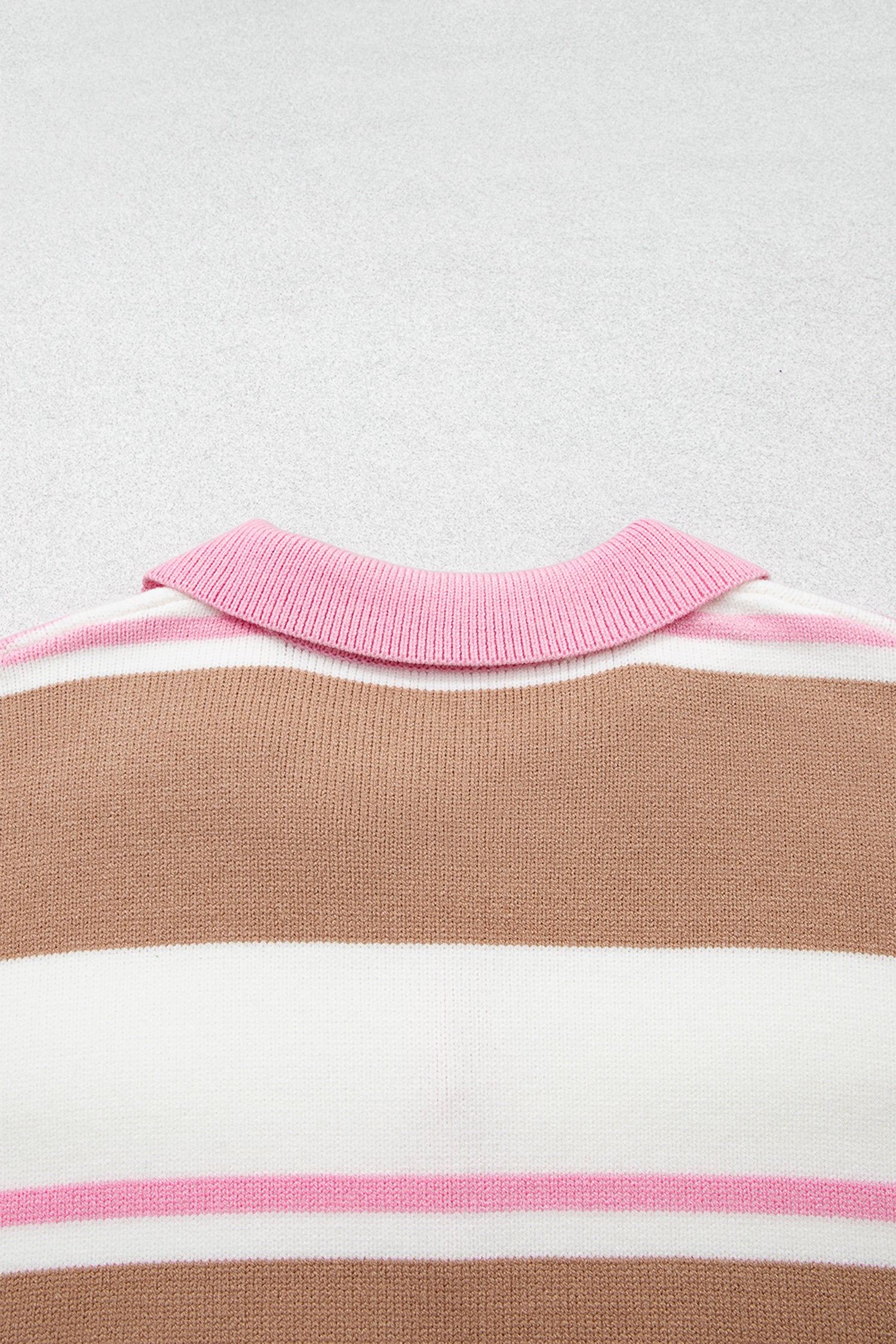 Pink Stripe Striped Colorblock V Neck Long Sleeve Tunic Sweater-Plus Size/Plus Size Sweaters & Cardigans-[Adult]-[Female]-2022 Online Blue Zone Planet