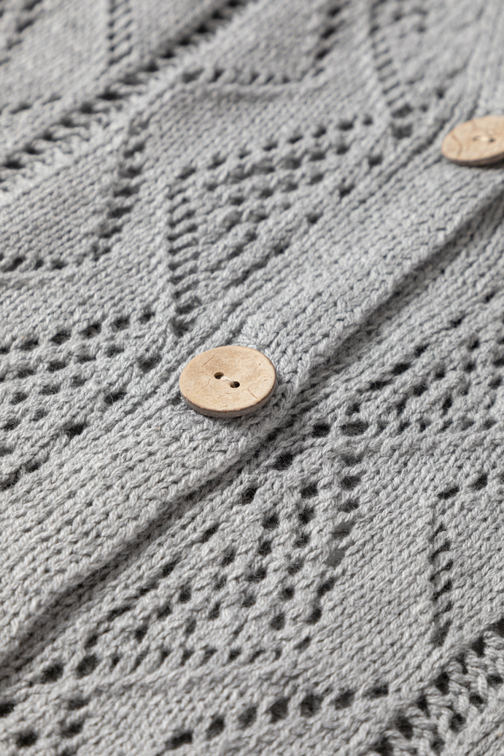 Gray Hollow-out Openwork Knit Cardigan-Sweaters & Cardigans/Cardigans-[Adult]-[Female]-2022 Online Blue Zone Planet