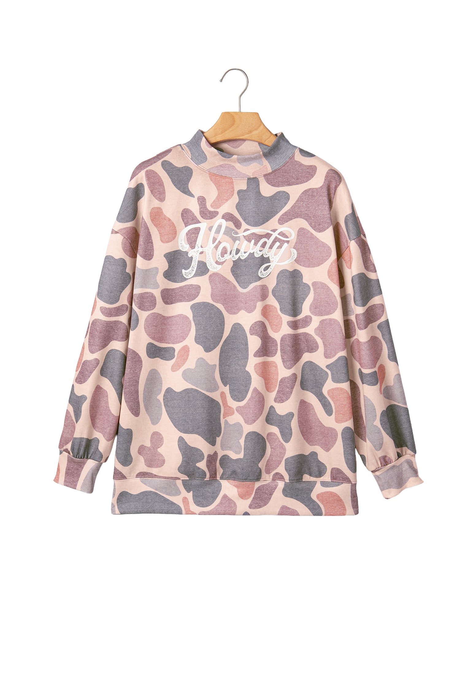 Multicolour Camo Print Howdy Western Style Baggy Pullover Sweatshirt-Tops/Sweatshirts & Hoodies-[Adult]-[Female]-2022 Online Blue Zone Planet