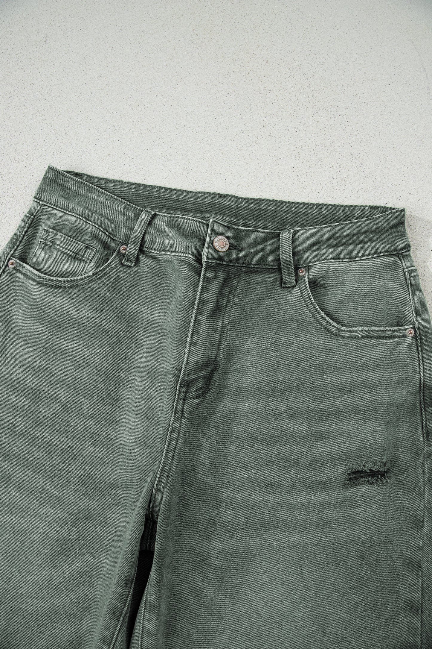 Four Leaf Clover Slight Distressed Raw Edge Wide Leg Jeans-Bottoms/Jeans-[Adult]-[Female]-2022 Online Blue Zone Planet