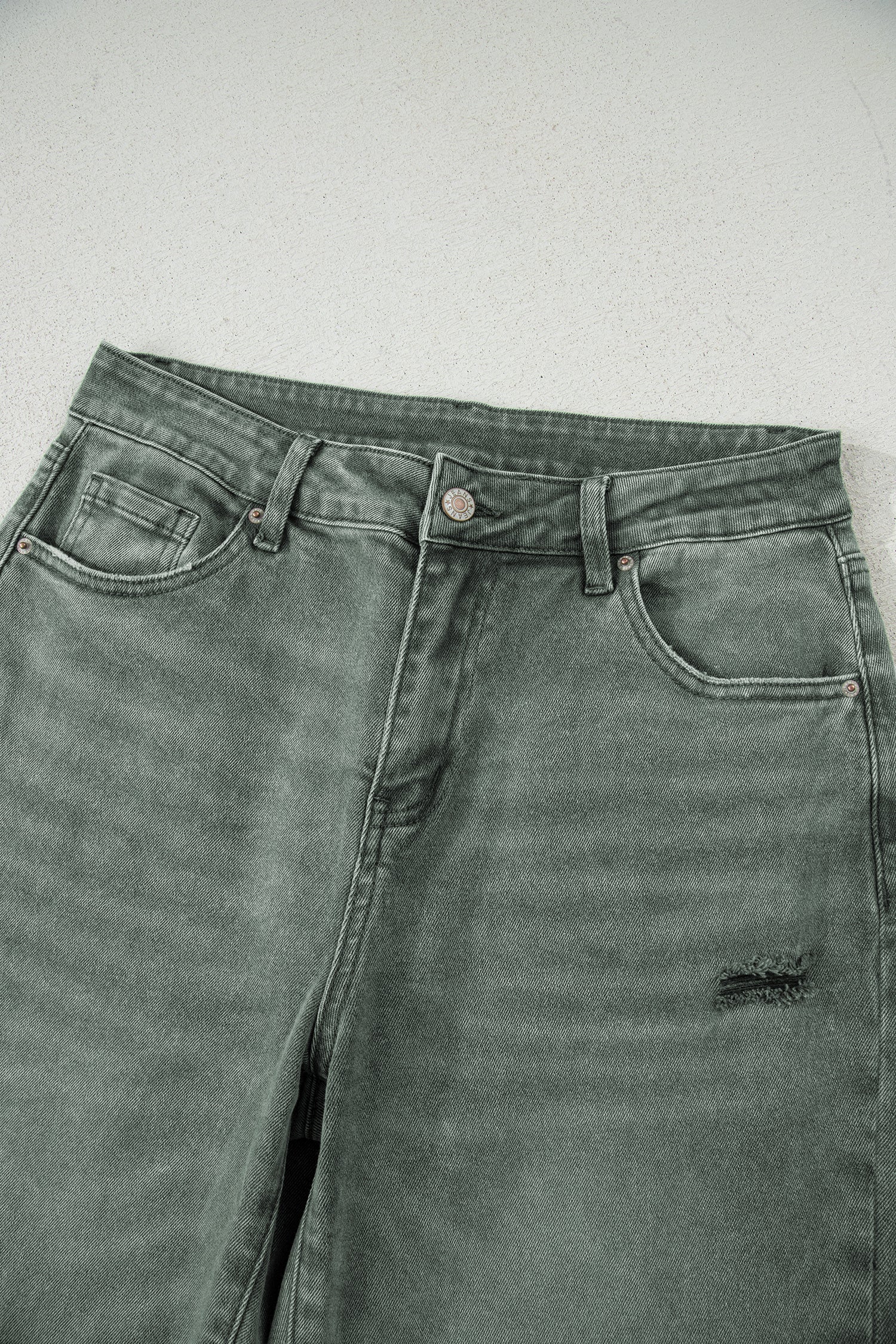 Four Leaf Clover Slight Distressed Raw Edge Wide Leg Jeans-Bottoms/Jeans-[Adult]-[Female]-2022 Online Blue Zone Planet