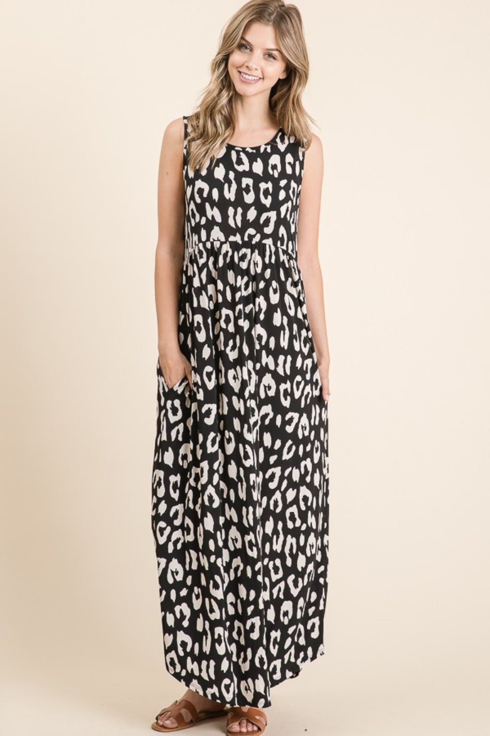 Blue Zone Planet | BOMBOM Leopard Maxi Dress with Pockets-TOPS / DRESSES-[Adult]-[Female]-2022 Online Blue Zone Planet