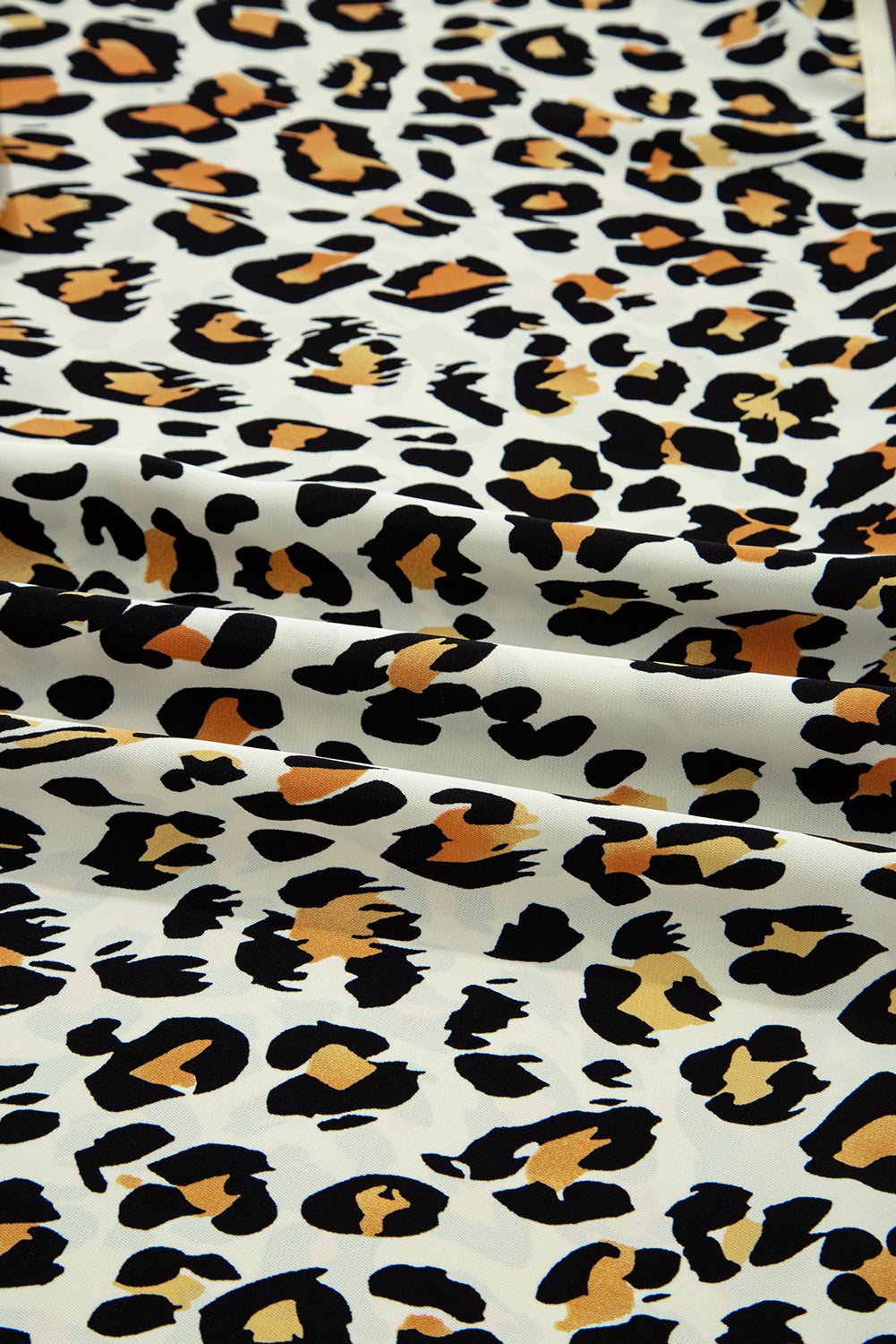 Khaki Leopard Print Contrast Striped V Neck Blouse-Tops/Blouses & Shirts-[Adult]-[Female]-2022 Online Blue Zone Planet