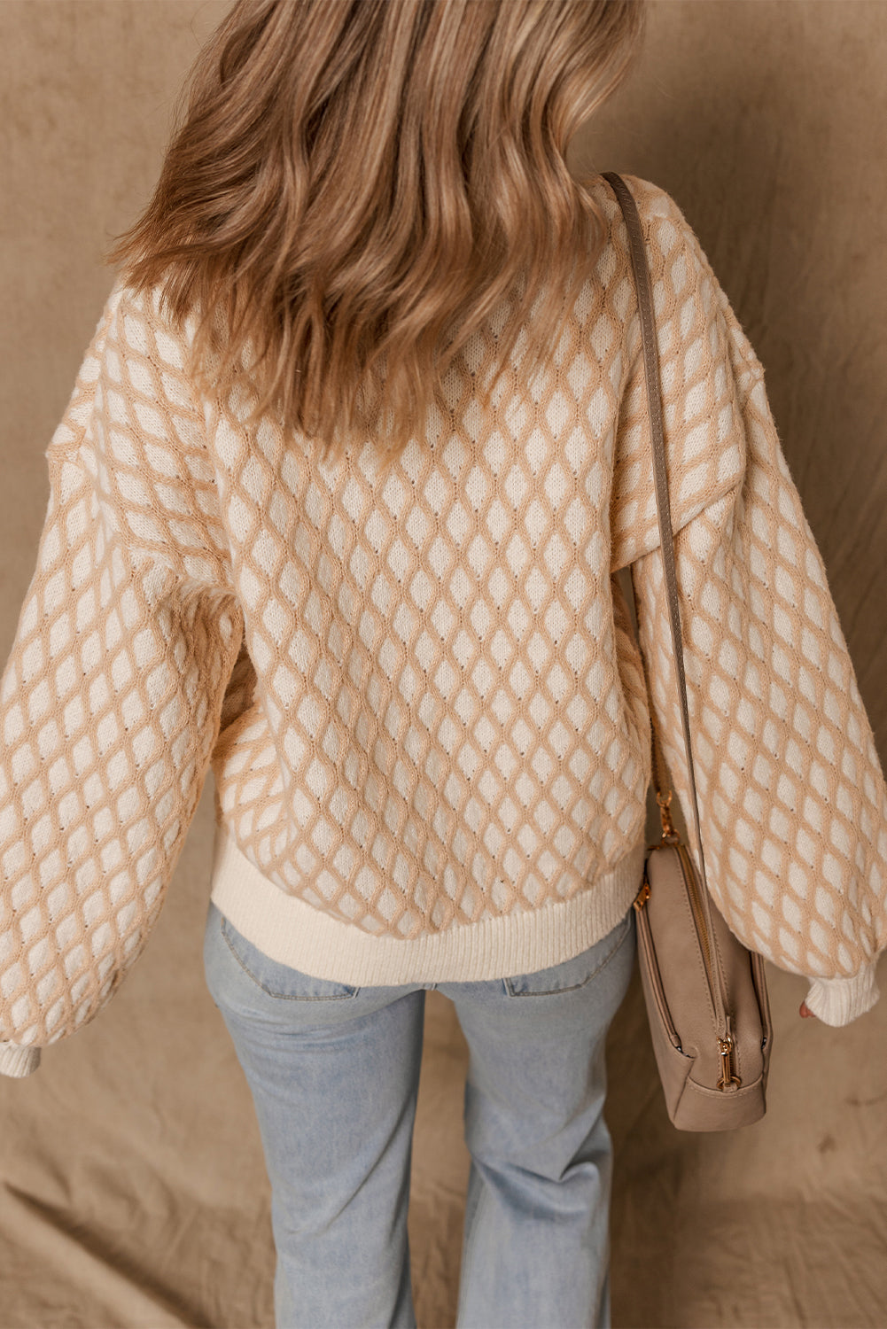 Smoke Gray Rhombus Textured Knit Mock Neck Sweater-Sweaters & Cardigans/Sweaters-[Adult]-[Female]-2022 Online Blue Zone Planet