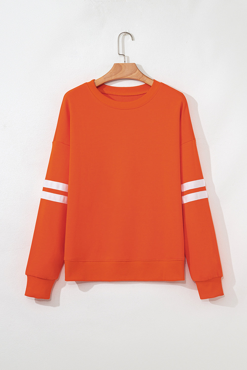 Orange Varsity Striped Detail Drop Shoulder Oversized Sweatshirt-Tops/Sweatshirts & Hoodies-[Adult]-[Female]-2022 Online Blue Zone Planet